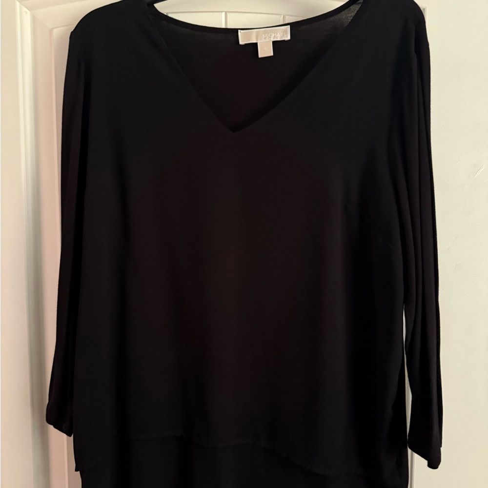 Michael Kors Elegant Black Long Sleeve Blouse
